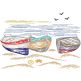Seaside Boats Vintage Sketch | Machine Embroidery Designs by JuJu