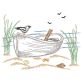 Seaside Row Boat Vintage Sketch | Machine Embroidery Designs by JuJu	