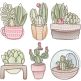 Sketch Succulents Digital Machine Embroidery Designs by JuJu