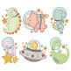 Space Dinosaurs Applique Machine Embroidery Designs by JuJu 