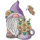 Spring Garden Gnome 5 | Machine Embroidery Designs by JuJu
