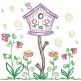 Spring Garden Sketch Birdhouse | Machine Embroidery Designs by JuJu