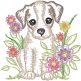 Spring Garden Sketch Dog | Machine Embroidery Designs by JuJu