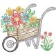 Spring Garden Sketch Wheelbarrow | Machine Embroidery Designs by JuJu