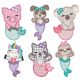 Sweet Mermaid Critters Applique Machine Embroidery Designs by JuJu 
