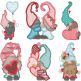 Sweet Valentine Gnomes Applique Machine Embroidery Designs by JuJu 
