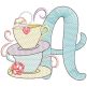Tea Party Alphabet Digital Embroidery Machine Designs by JuJu