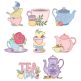 Tea Party Applique Machine Embroidery Designs by JuJu 