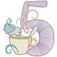 Tea Party Numbers Digital Embroidery Designs by JuJu