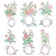 Vintage Floral Monogram Vases 1 | Machine Embroidery Designs by JuJu