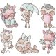 Vintage Sketch Girly Animals Machine Embroidery Designs by JuJu