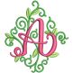 Diamond Floral Monogram Machine Embroidery Designs by JuJu