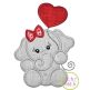 Elephant with Heart Balloon Girl Applique Design | Machine Embroidery Designs by JuJu