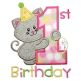 First Birthday Kitty Applique | Machine Embroidery Designs by JuJu