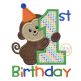 First Birthday Monkey Applique | Machine Embroidery Designs by JuJu