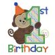 First Birthday Monkey Applique | Machine Embroidery Designs by JuJu