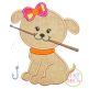 Fishing Puppy Girl Applique | Machine Embroidery Designs by JuJu