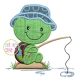 Fishing Turtle Applique | Machine Embroidery Designs by JuJu