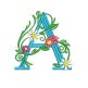 Floral Monogram Non Split Version Machine Embroidery Designs by JuJu