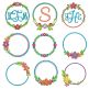 Circle Flower Wreaths Monogram Frames Machine Embroidery Designs by JuJu