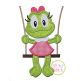 Froggie in the Swing Girl Applique | Machine Embroidery Designs by JuJu