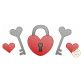 Heart Lock and Keys Sketch | Machine Embroidery Designs by JuJu
