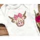 Highland Cow Girl Bean Stitch Applique | Machine Embroidery Designs by JuJu