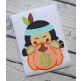 Indian Boy Pumpkin Peeker Applique | Machine Embroidery Designs by JuJu