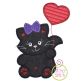 Kitty with Heart Balloon Girl Applique Design | Machine Embroidery Designs by JuJu