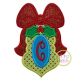 Long Ornament with Bow Monogram Applique | Machine Embroidery Designs by JuJu