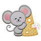 Mouse Hugs Cheese Applique | Machine Embroidery Designs by JuJu