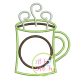Coffee Mug, Hot Chocolate Cocoa Monogram Applique Frame | Machine Embroidery Designs by JuJu