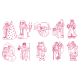 Old World Santas Redwork Machine Embroidery Designs by JuJu