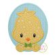 Oval Chick Boy Applique | Machine Embroidery Designs by JuJu