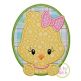 Oval Chick Girl Applique | Machine Embroidery Designs by JuJu
