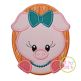 Oval Pig Girl Applique | Machine Embroidery Designs by JuJu