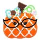 Pumpkin Glasses Girl Applique | Machine Embroidery Designs by JuJu