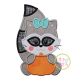 Raccoon with Pumpkin Girl Applique | Machine Embroidery Designs by JuJu