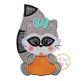 Raccoon with Pumpkin Girl Applique | Machine Embroidery Designs by JuJu