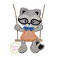 Raccoon in the Swing Boy Applique | Machine Embroidery Designs by JuJu