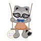 Raccoon in the Swing Boy Applique | Machine Embroidery Designs by JuJu