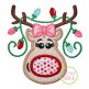 Reindeer Girl with Lights 2 Applique | Machine Embroidery Designs by JuJu