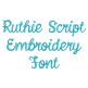 Ruthie Script Embroidery Font | Machine Embroidery Designs by JuJu