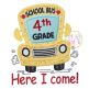 School Bus Grades 4th Applique | Machine Embroidery Designs by JuJu