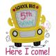 School Bus Grades 5th Applique | Machine Embroidery Designs by JuJu