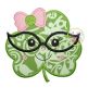 Shamrock Glasses Girl Applique | Machine Embroidery Designs by JuJu