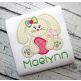 Sitting Bunny Egg Girl Applique | Machine Embroidery Designs by JuJu