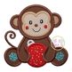 Sitting Christmas Monkey Applique | Machine Embroidery Designs by JuJu