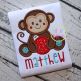 Sitting Christmas Monkey Applique | Machine Embroidery Designs by JuJu