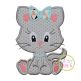 Sitting Kitty Girl Applique | Machine Embroidery Designs by JuJu